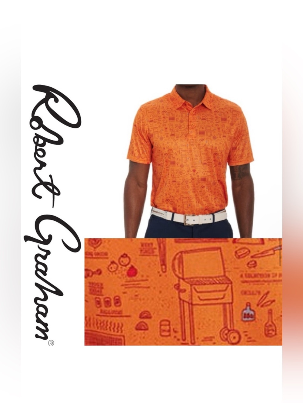 Robert Graham BBQ Boss Performance Knit Golf Polo Size 2XL